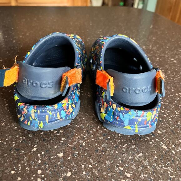 Crocs Shoes Big Kids Classic All Terrain Terrazzo Slip On Clogs Blue Size J2 - Picture 3 of 7